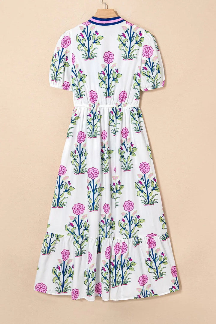 Tessa | Boho Midi-Kleid mit Volant und Puffärmeln