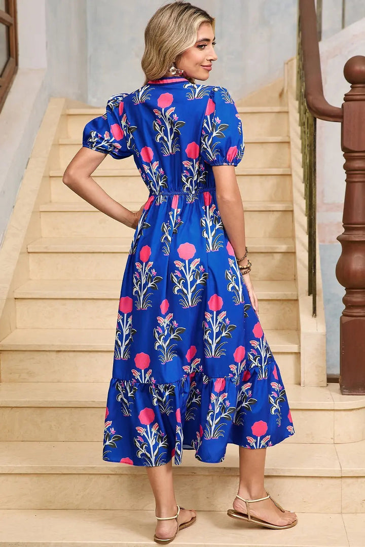 Tessa | Boho Midi-Kleid mit Volant und Puffärmeln