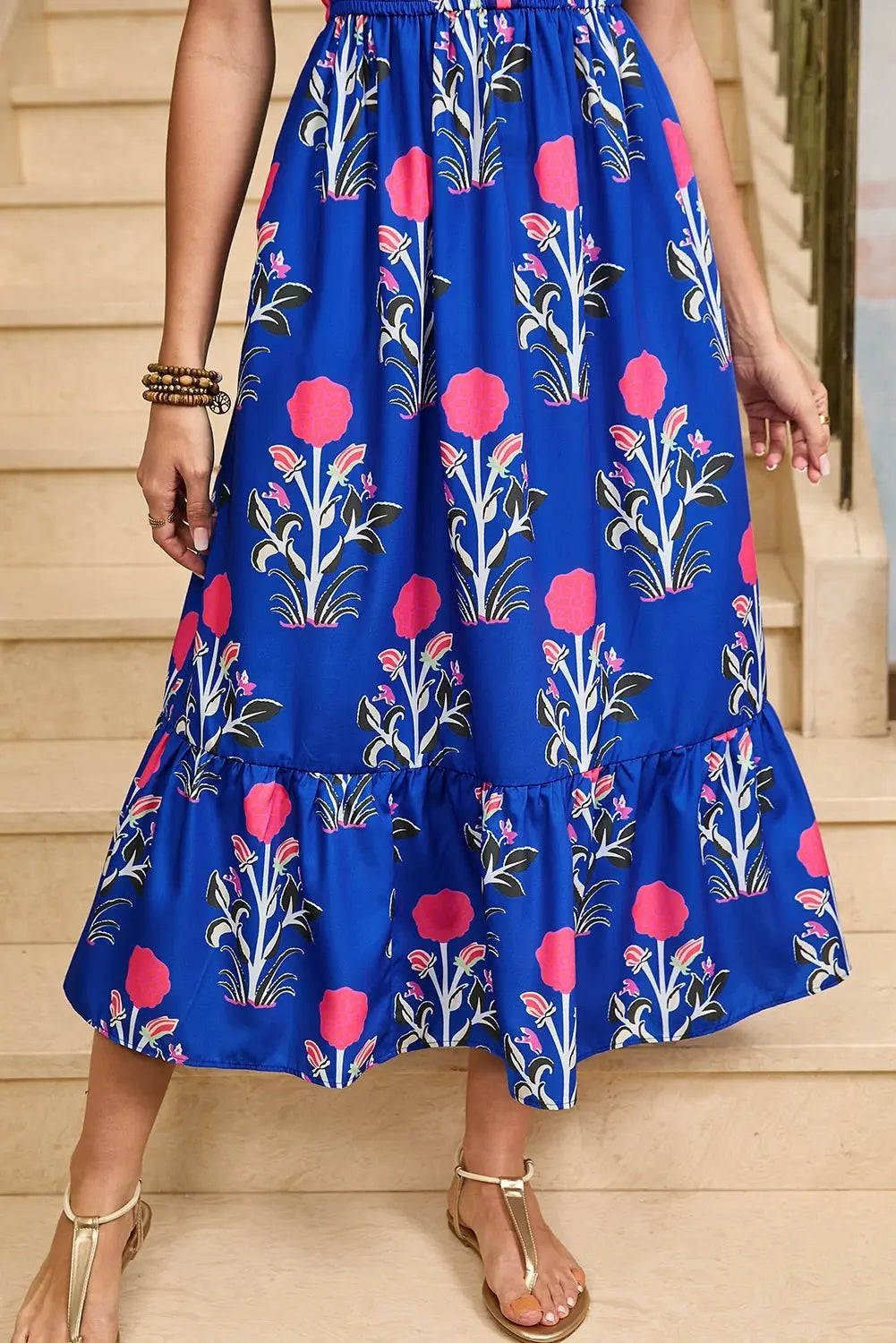 Tessa | Boho Midi-Kleid mit Volant und Puffärmeln