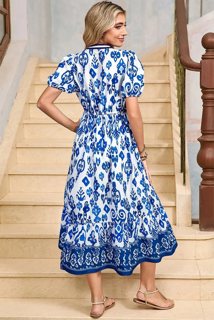 Tessa | Boho Midi-Kleid mit Volant und Puffärmeln