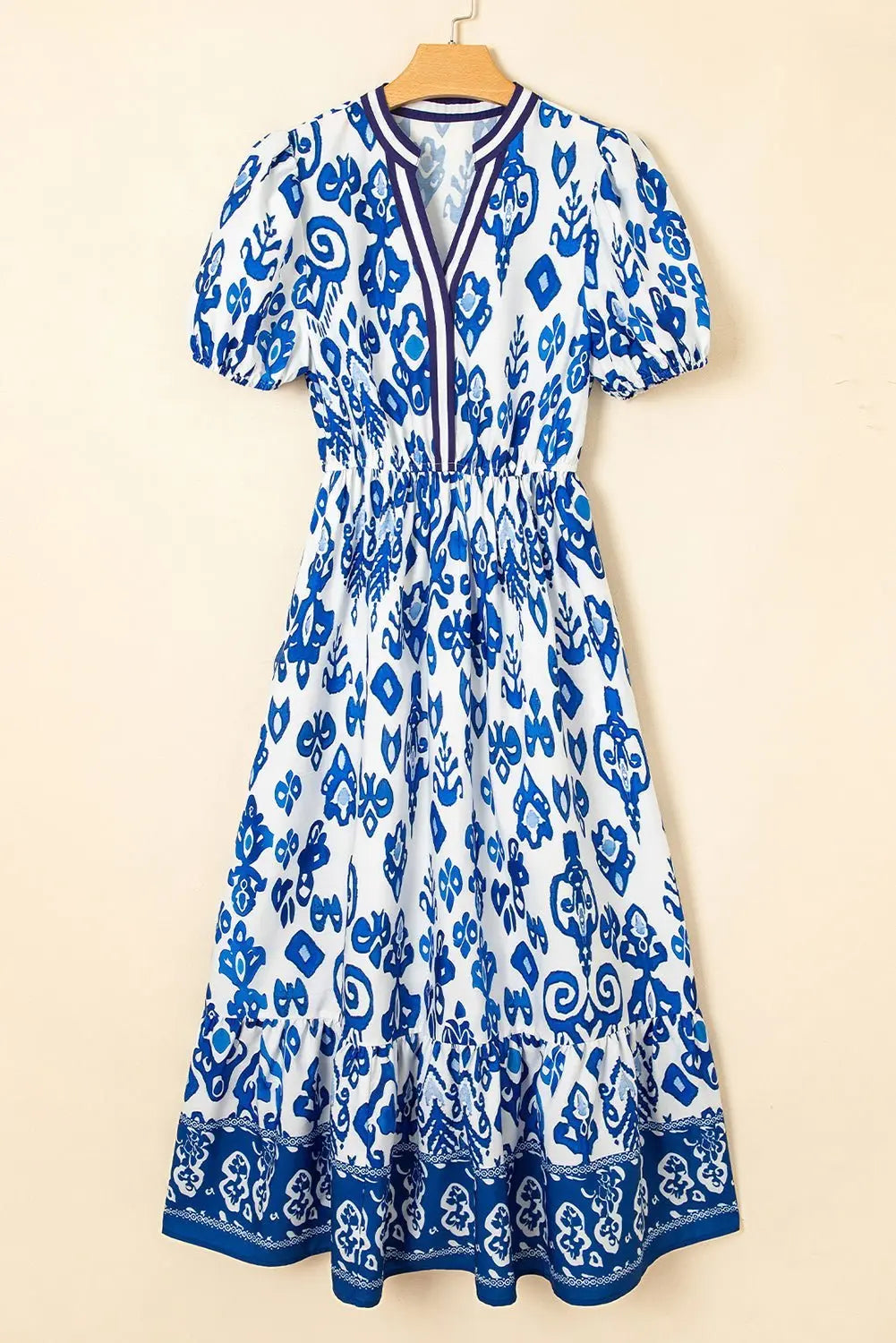 Tessa | Boho Midi-Kleid mit Volant und Puffärmeln