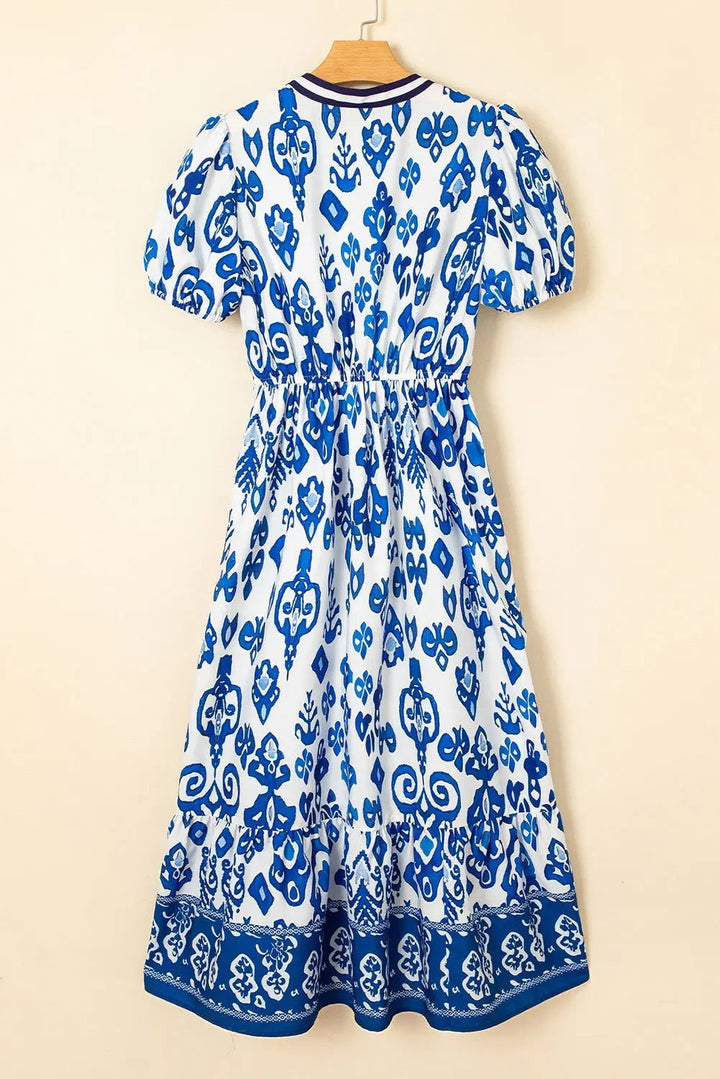 Tessa | Boho Midi-Kleid mit Volant und Puffärmeln