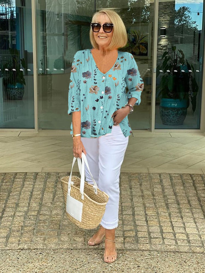 Frida | Florale Bluse mit V-Ausschnitt