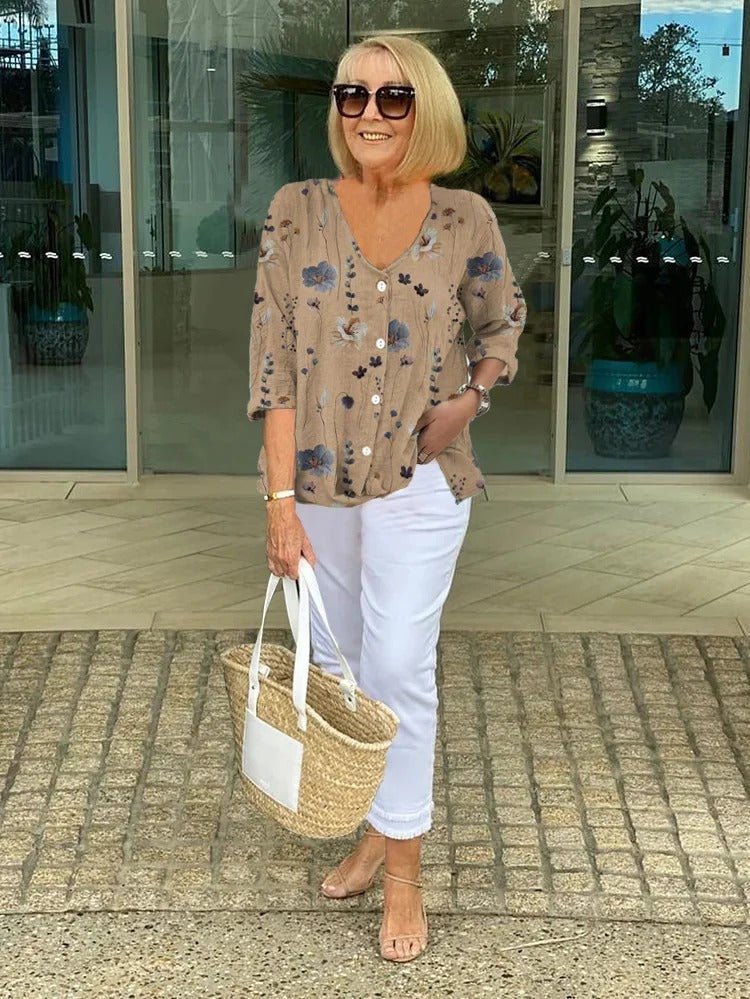 Frida | Florale Bluse mit V-Ausschnitt