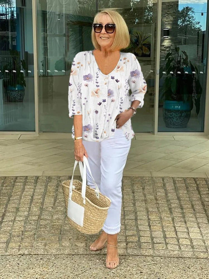 Frida | Florale Bluse mit V-Ausschnitt