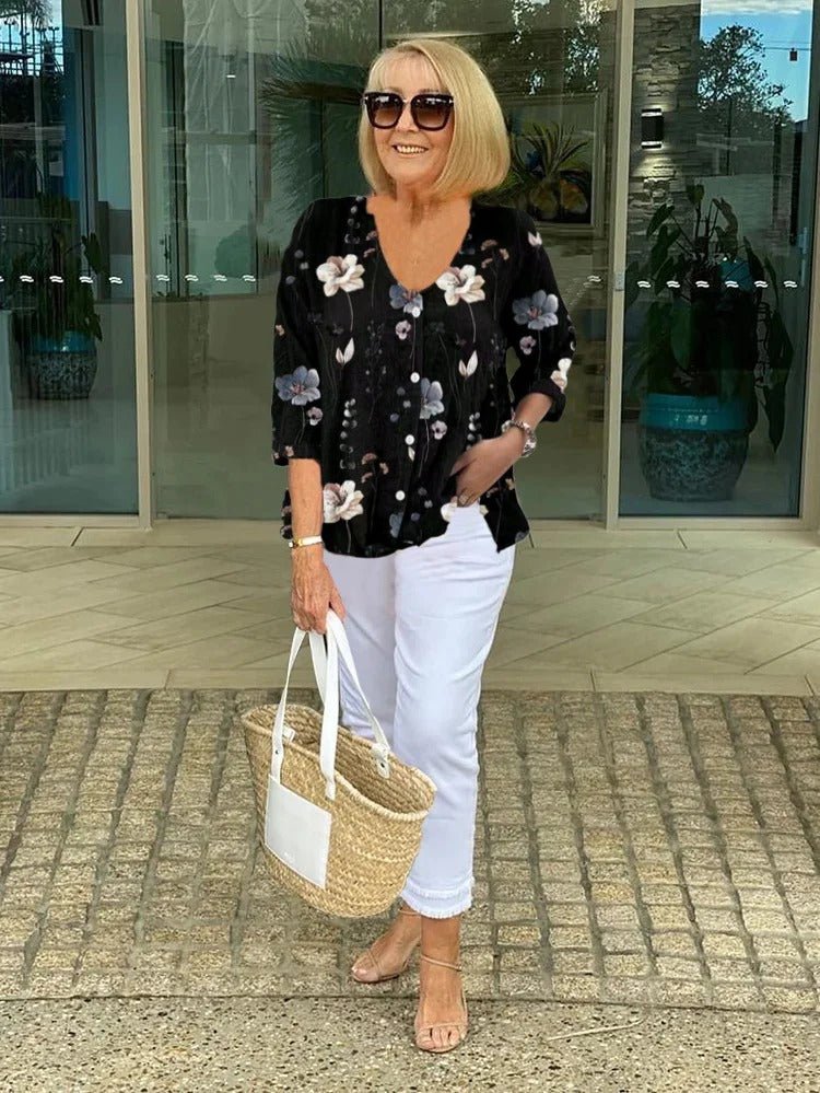 Frida | Florale Bluse mit V-Ausschnitt
