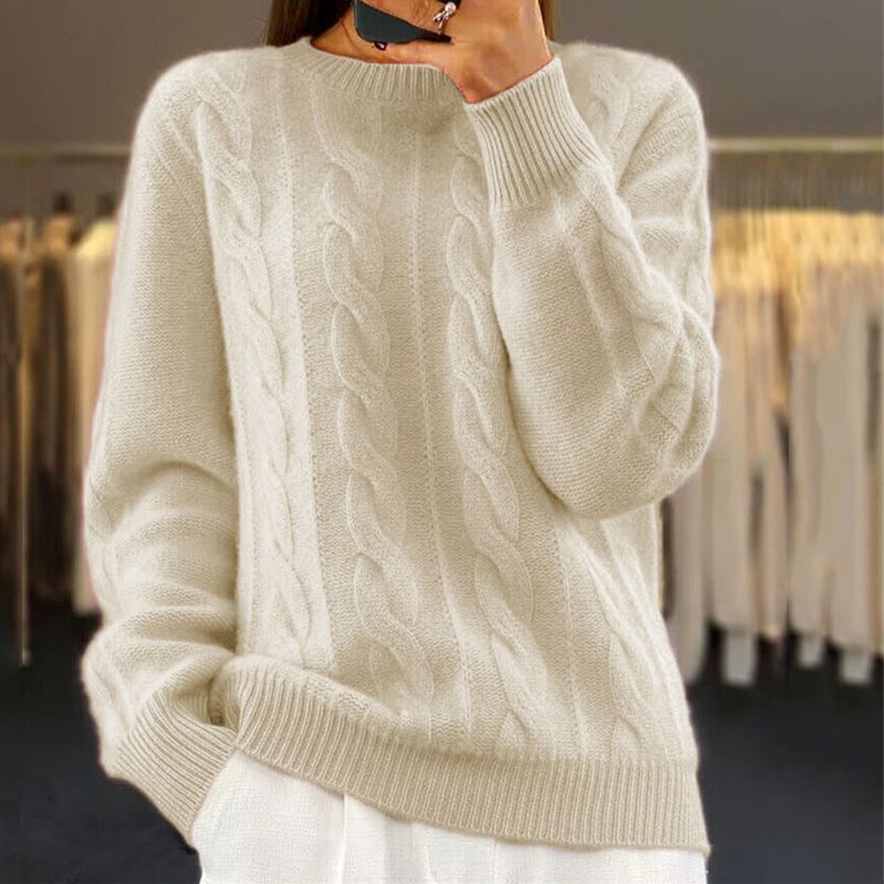 Kim | Zopfmusterpullover mit Rundhalsausschnitt