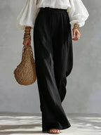 Gesa | Zweiteiler-Set mit Off-Shoulder-Top und weiter Hose, Weiß-Schwarz